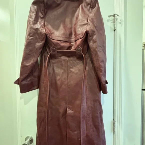NWT Vetements Raised Shoulder Leather Trench- Bordeaux